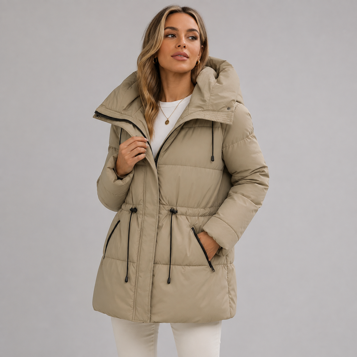 Lara - Parka winterjas dames lang en warm gewatteerd met capuchon