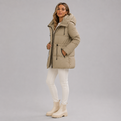 Lara - Parka winterjas dames lang en warm gewatteerd met capuchon