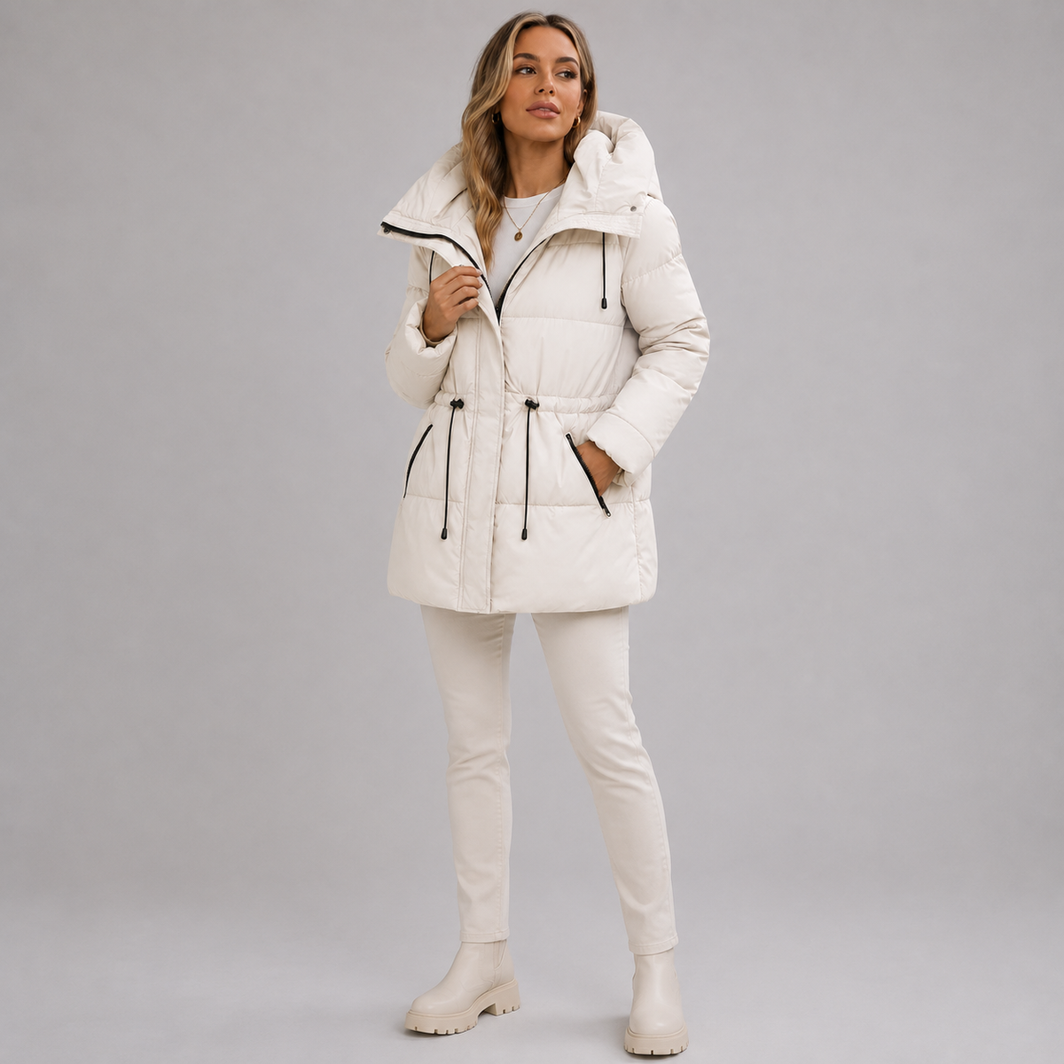 Lara - Parka winterjas dames lang en warm gewatteerd met capuchon