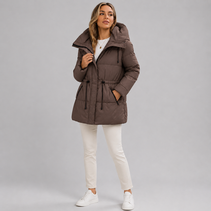 Lara - Parka winterjas dames lang en warm gewatteerd met capuchon