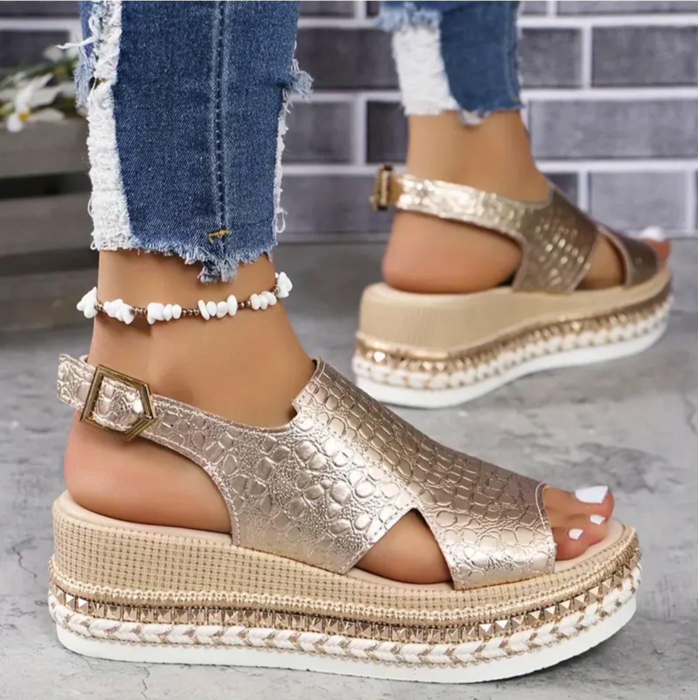 Lara - Stijlvolle Sandalen Dames met Hak en Espadrille Zool