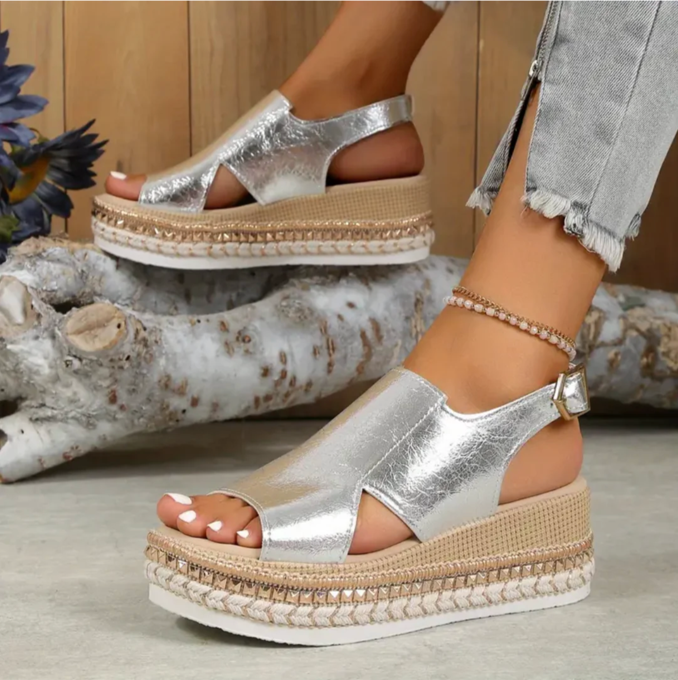 Lara - Stijlvolle Sandalen Dames met Hak en Espadrille Zool