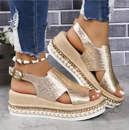 Lara - Stijlvolle Sandalen Dames met Hak en Espadrille Zool