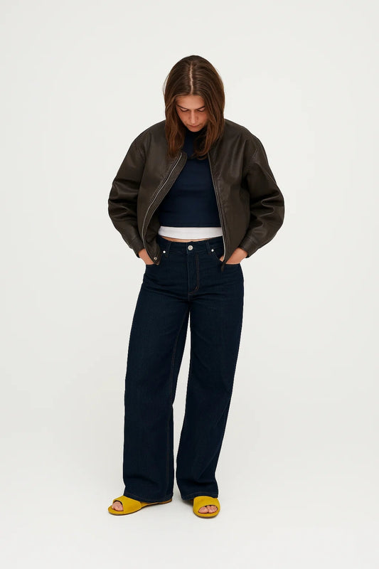 Leren Bomberjack | Donkerbruin | Oversized en Tijdloos