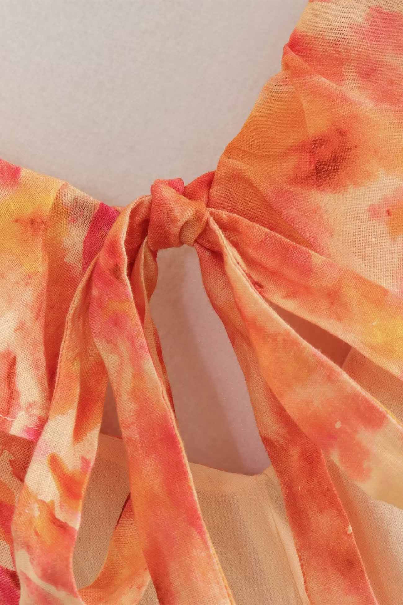 Lieke - Boho Bruiloft Gastenjurk Dames met Bloemenprint en Ruffle Schouderbandjes