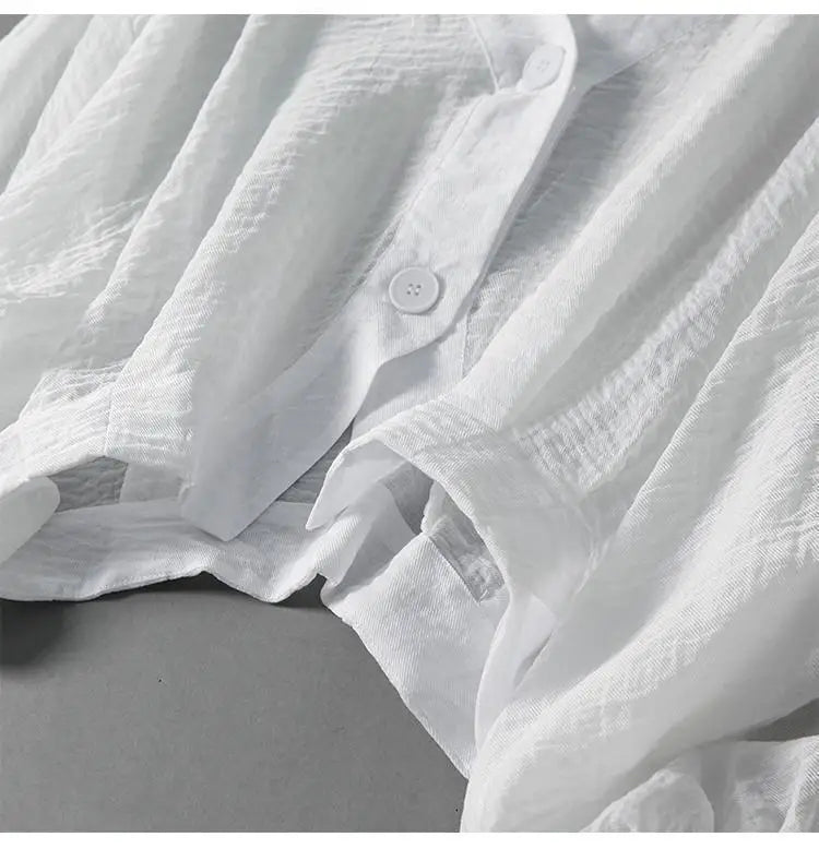 Lieke - Casual Linnen Blouse Dames met Ballonmouwen en V-hals