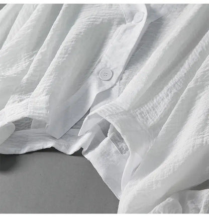 Lieke - Casual Linnen Blouse Dames met Ballonmouwen en V-hals
