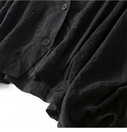 Lieke - Casual Linnen Blouse Dames met Ballonmouwen en V-hals