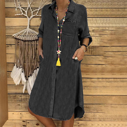 Lieke - Casual Zomerjurk Dames met Blousekraag en Knopensluiting