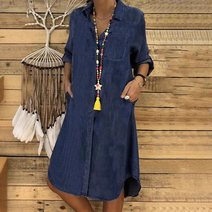 Lieke - Casual Zomerjurk Dames met Blousekraag en Knopensluiting