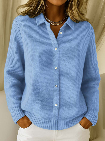 Lieke - Dames Vest Gebreid voor de Herfst met Knoopsluiting en Kraag
