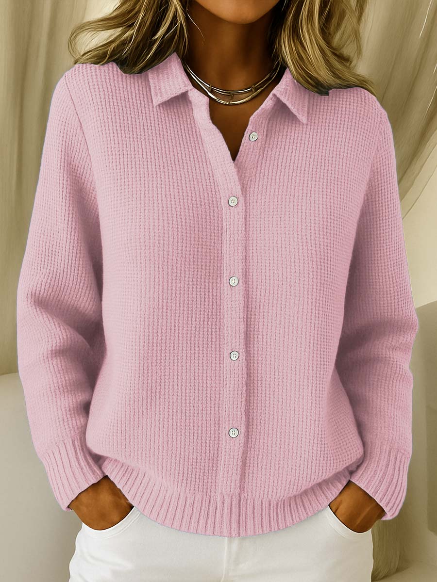Lieke - Dames Vest Gebreid voor de Herfst met Knoopsluiting en Kraag