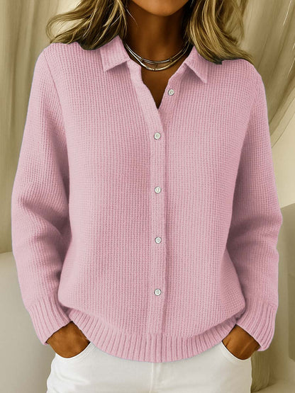 Lieke - Dames Vest Gebreid voor de Herfst met Knoopsluiting en Kraag