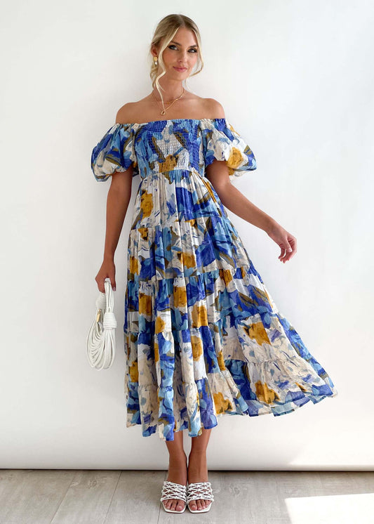 Lieke - Elegante Bruiloft Gastenjurk Dames met Off-Shoulder en Wijde Rok