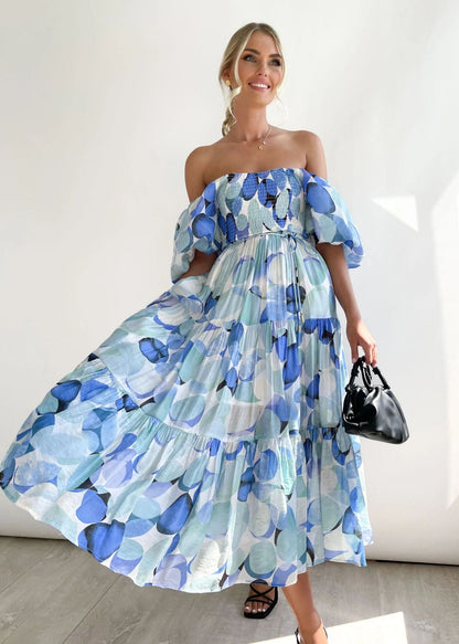 Lieke - Elegante Bruiloft Gastenjurk Dames met Off-Shoulder en Wijde Rok