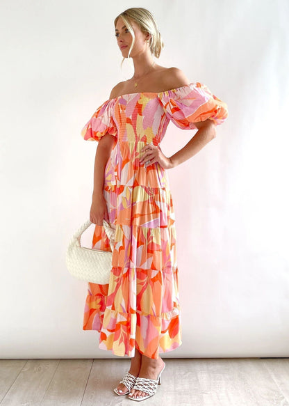 Lieke - Elegante Bruiloft Gastenjurk Dames met Off-Shoulder en Wijde Rok