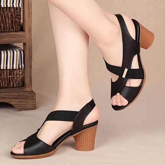 Lieke - Klassieke Orthopedische Sandalen Dames met Gekruiste Bandjes en Blokhak