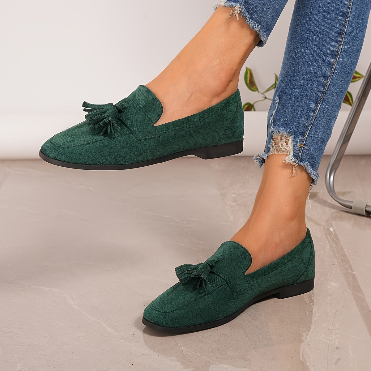 Lieke - Stijlvolle Comfort Instappers Dames met Kwastjes en Lage Hak