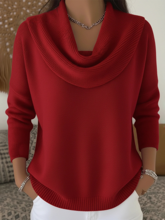 Lieke - Dames Sweater Gebreide Stijl met Waterval Col