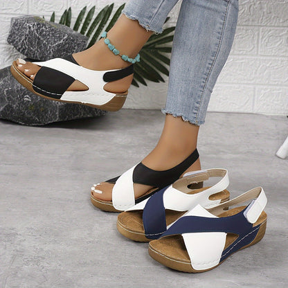 Liv - Moderne Orthopedische Sandalen Dames met Kruisbandjes en Sleehak