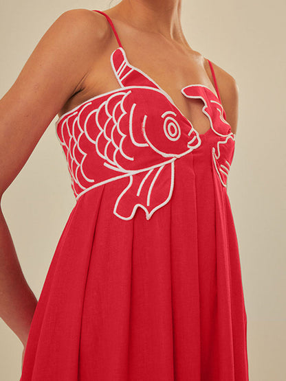Lotte - Boho Zomerjurk Dames Maxi met Bloemenborduursels en Spaghettibandjes