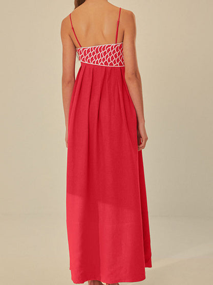 Lotte - Boho Zomerjurk Dames Maxi met Bloemenborduursels en Spaghettibandjes