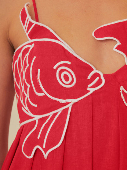 Lotte - Boho Zomerjurk Dames Maxi met Bloemenborduursels en Spaghettibandjes