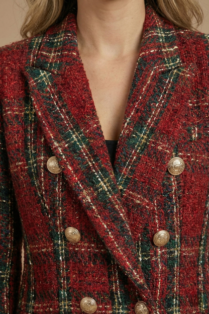 Lotte - Dames Blazer voor de Herfst met Geruite Print en Reverskraag