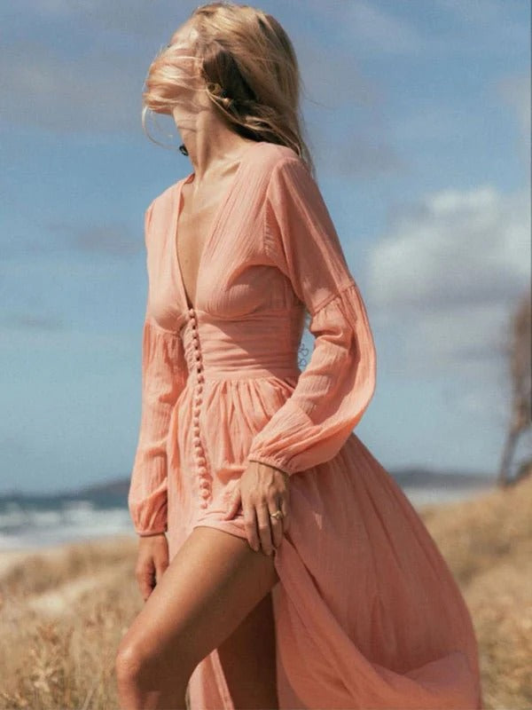 Lotte - Elegante Galajurk Dames met V-hals en Knoopsluiting