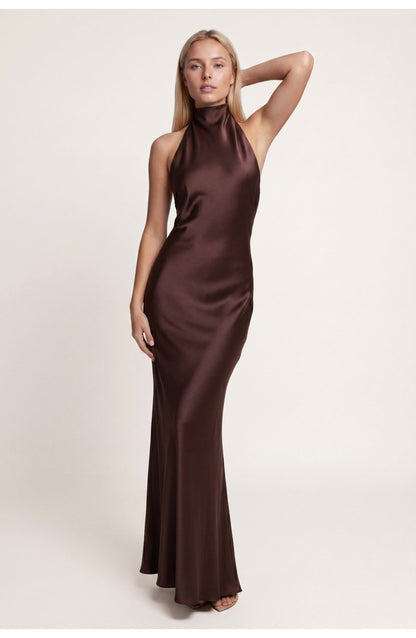 Lotte - Elegante Herfst Bruiloft Gast Jurk Dames met Halterhals en Split