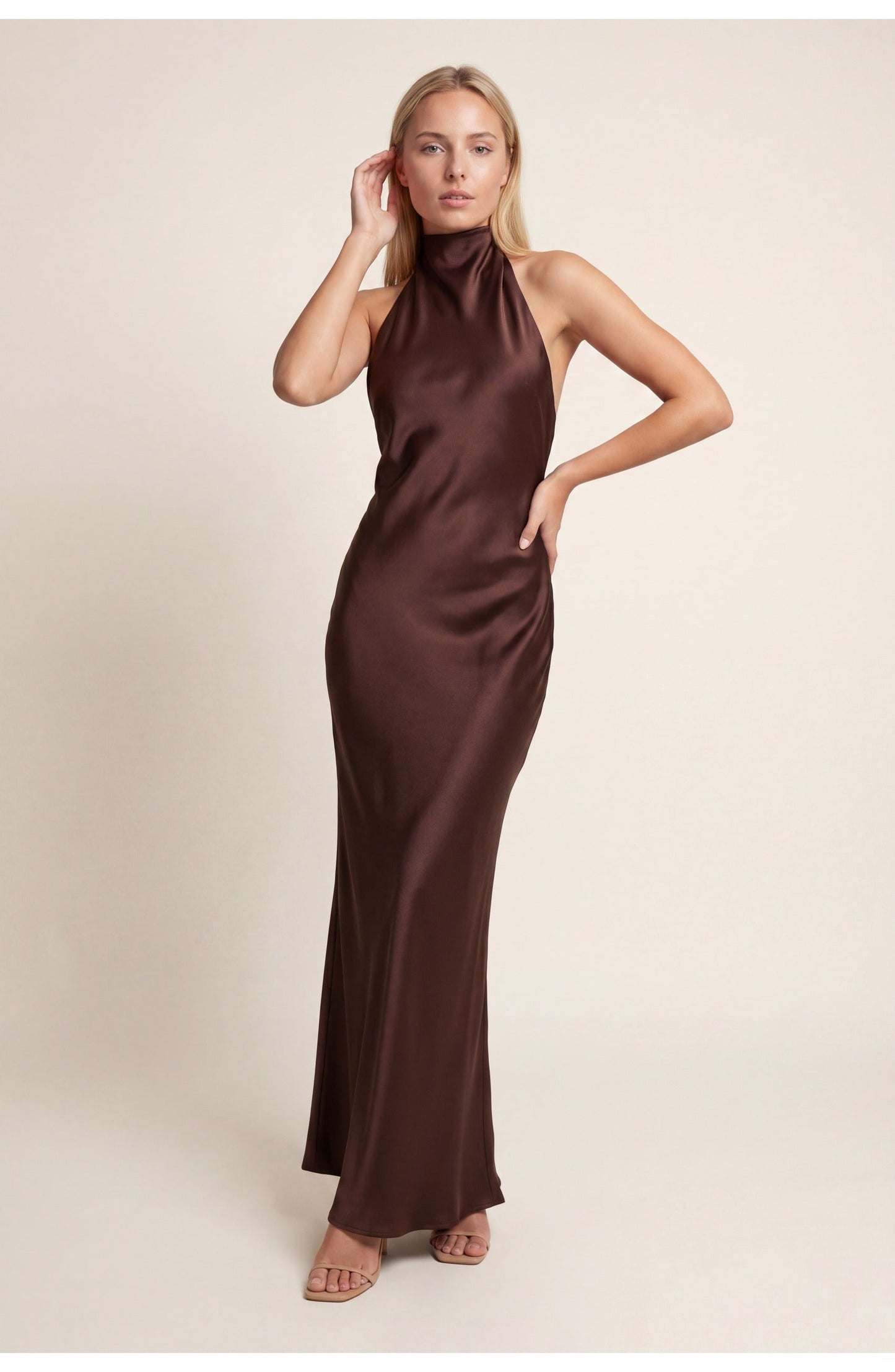 Lotte - Elegante Herfst Bruiloft Gast Jurk Dames met Halterhals en Split