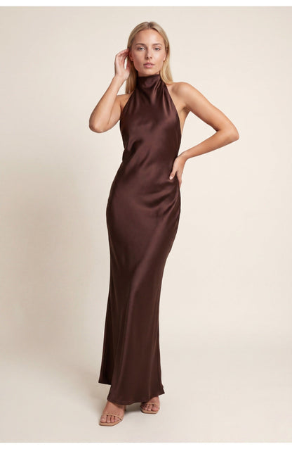 Lotte - Elegante Herfst Bruiloft Gast Jurk Dames met Halterhals en Split