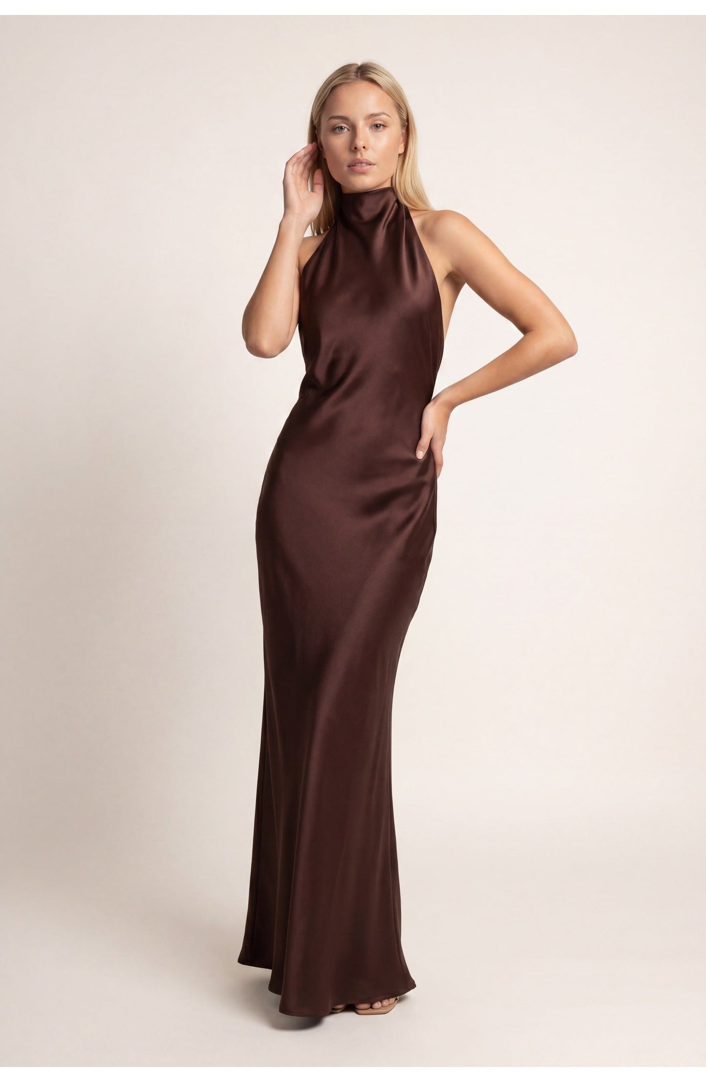 Lotte - Elegante Herfst Bruiloft Gast Jurk Dames met Halterhals en Split