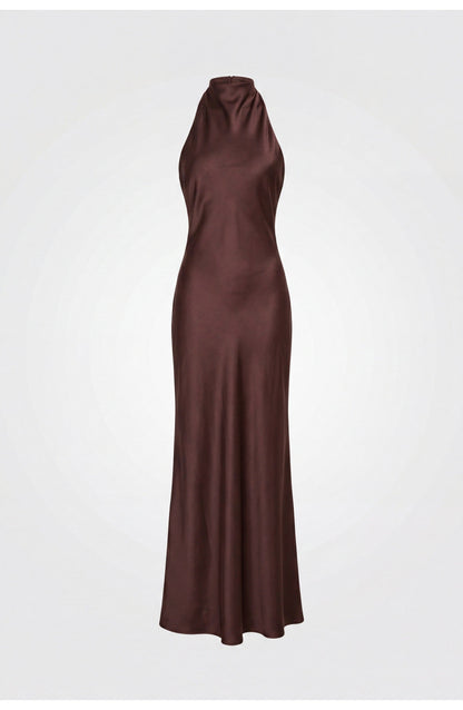 Lotte - Elegante Herfst Bruiloft Gast Jurk Dames met Halterhals en Split