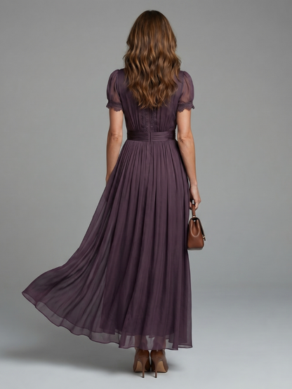 Lotte - Elegante Maxi Jurk Dames met V-hals en Getailleerde Taille