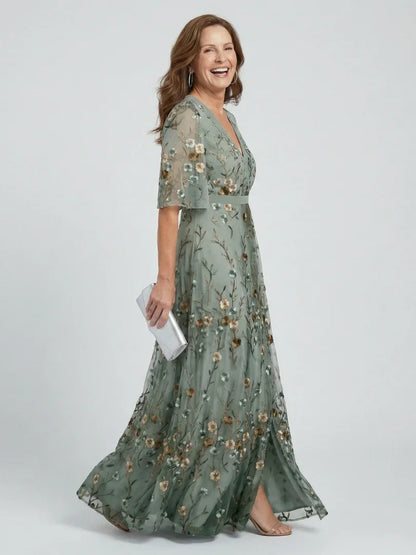 Lotte - Elegante Maxi Jurk Dames met Vlindermouwen en Bloemenprint