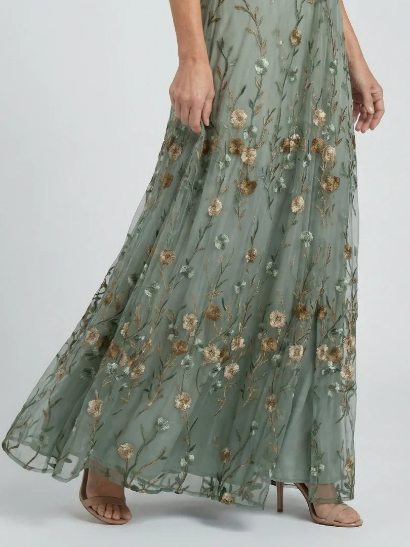 Lotte - Elegante Maxi Jurk Dames met Vlindermouwen en Bloemenprint