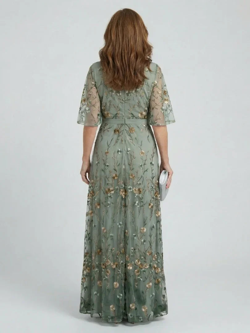 Lotte - Elegante Maxi Jurk Dames met Vlindermouwen en Bloemenprint