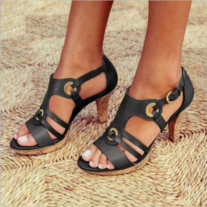 Lotte - Elegante Orthopedische Sandalen Dames met Kurkhak en Gouden Oogjes