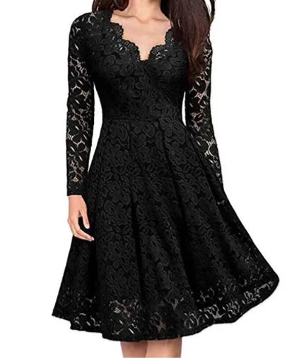 Lotte - Elegante Zomerjurk Dames met Kanten Overlay en V-hals