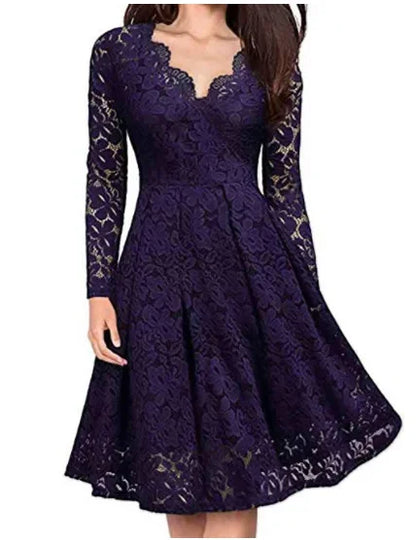 Lotte - Elegante Zomerjurk Dames met Kanten Overlay en V-hals