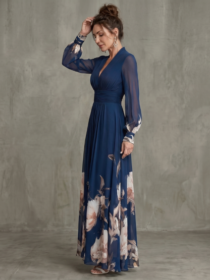 Lotte - Romantische Zomerjurk Dames Maxi met Bloemenprint en Lange Mouwen