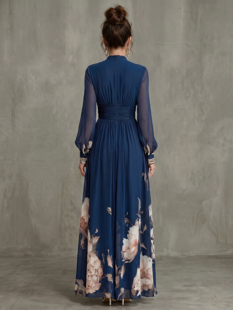 Lotte - Romantische Zomerjurk Dames Maxi met Bloemenprint en Lange Mouwen