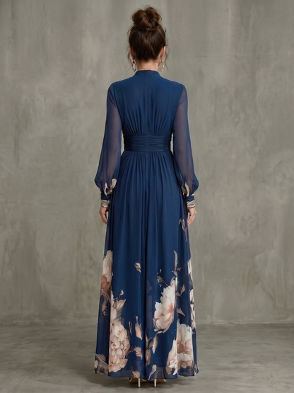 Lotte - Romantische Zomerjurk Dames Maxi met Bloemenprint en Lange Mouwen