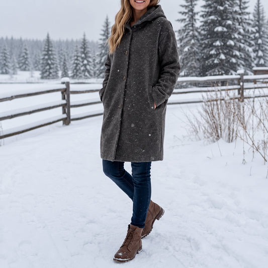 Lotte - Winterjas dames lang oversized en warm met capuchon