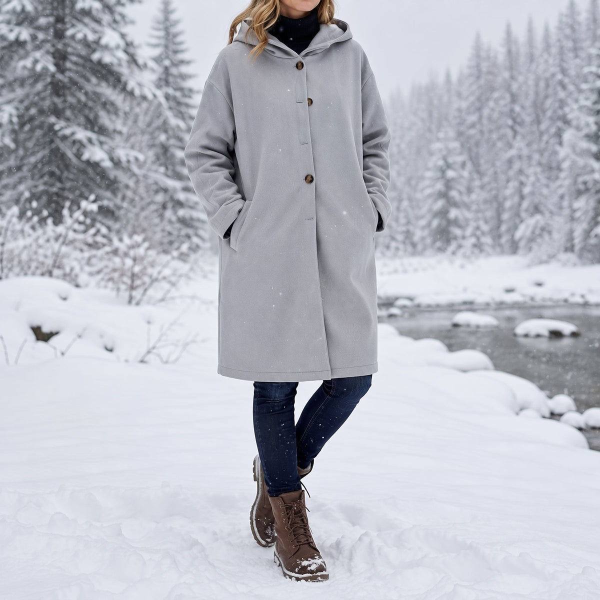 Lotte - Winterjas dames lang oversized en warm met capuchon