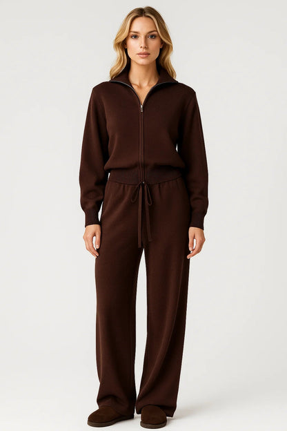 Loungewear Set | Ritstop en Wijde Broek | Comfort voor Binnen en Buiten