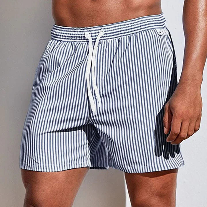 Lucas - Casual Heren Zwembroek met Streepprint en Praktische Zakken