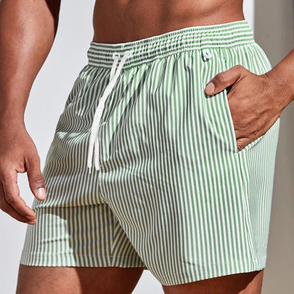 Lucas - Casual Heren Zwembroek met Streepprint en Praktische Zakken