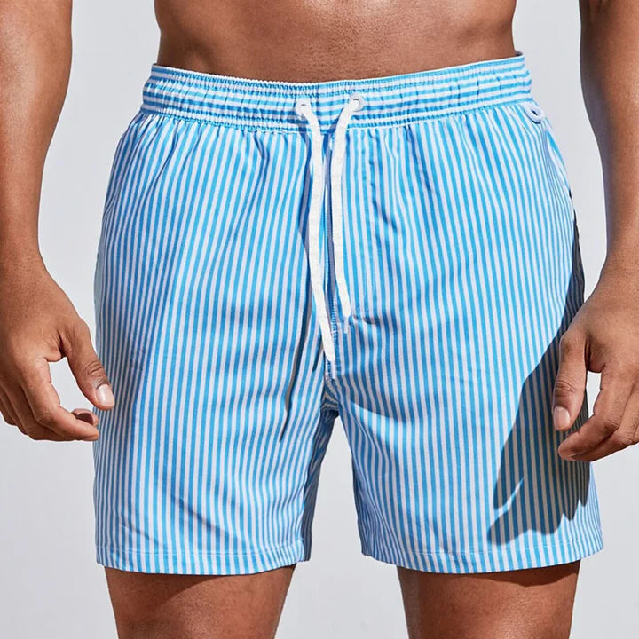 Lucas - Casual Heren Zwembroek met Streepprint en Praktische Zakken